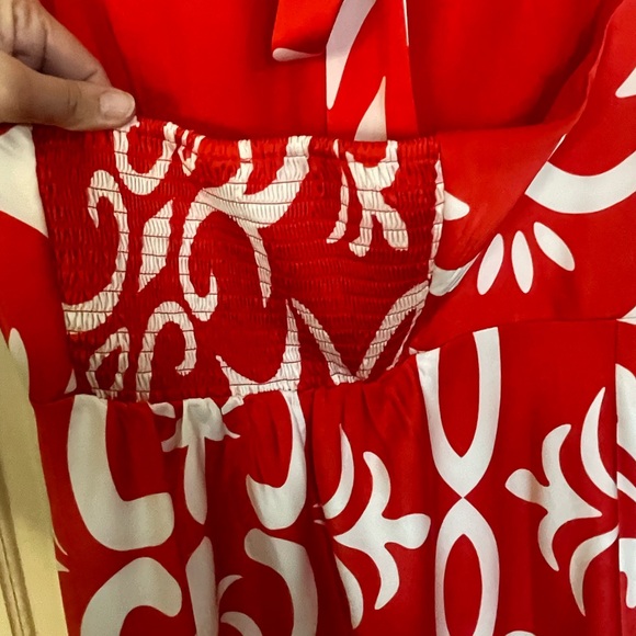 Joie Red & White Pattern Halter Midi Dress Women’s Size XL Tropical Resort NWT - Picture 5 of 10